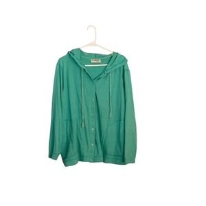 Vintage NorthStyle Women's Hoodie Snap Front Long Sleeve Green/Teal Casual